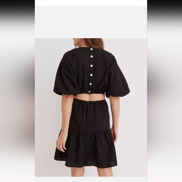 MADEWELL Seersucker Puff Sleeve Cutout Dress - Picture 4 of 13